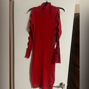 Almost Famous Vibrant Red Long Sleeve Dress